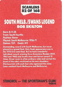 1989 Scanlens VFL #82 Bob Skilton Back